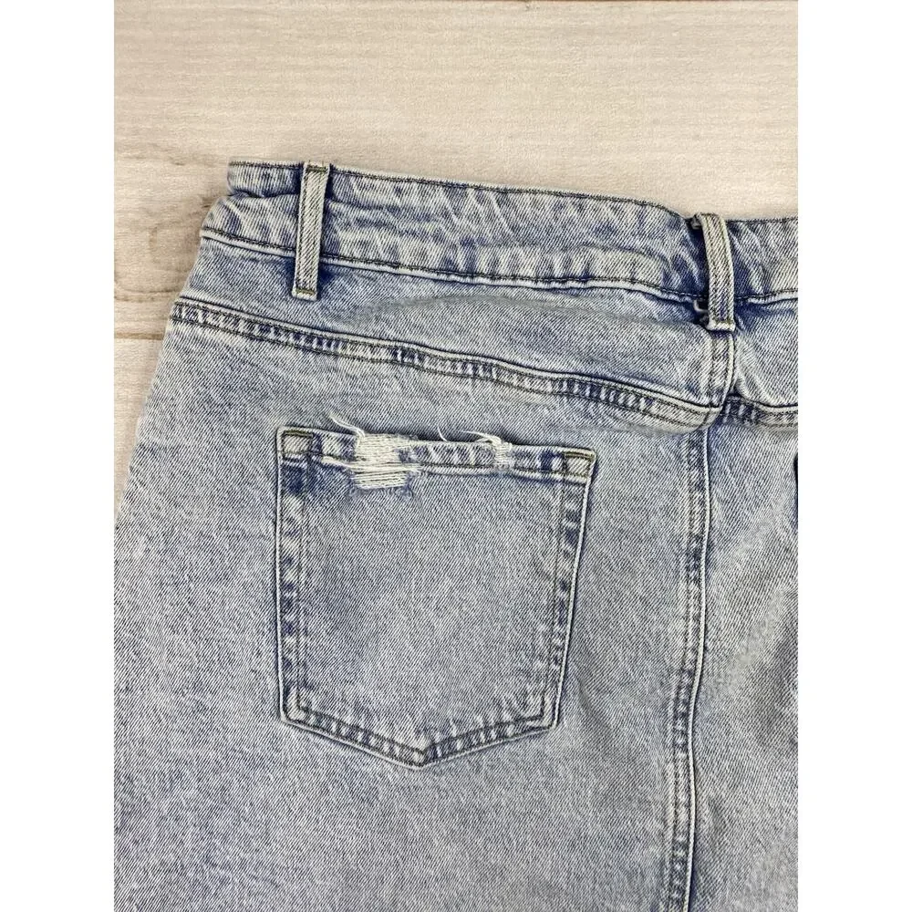Maurices M Jeans Skirt Womens 16 Acid Wash Slit in Front Stretch Denim Midi Y2K